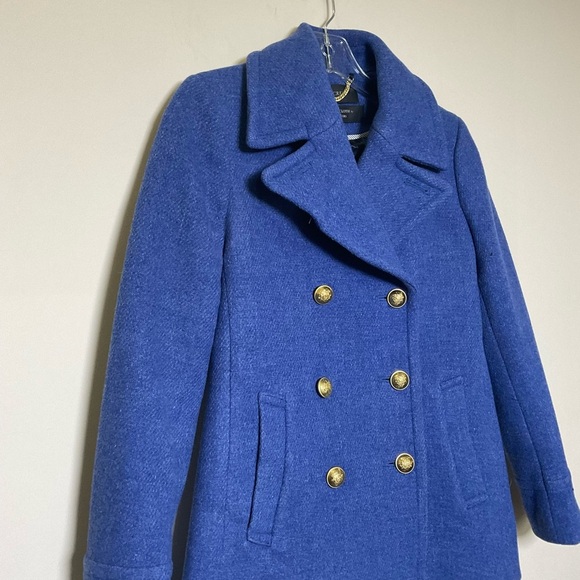 J Crew Petite Stadium Cloth By Nello Gori Women’s Wool Blend Pea Coat Size 0P - Picture 3 of 9